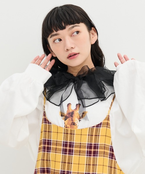 MERLOT(メルロー)の「オーガンジー付け襟(付け襟・レディース・ホワイト/ブラック・FREE)」の10枚目の写真