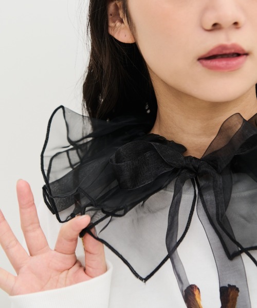 MERLOT(メルロー)の「オーガンジー付け襟(付け襟・レディース・ホワイト/ブラック・FREE)」の17枚目の写真