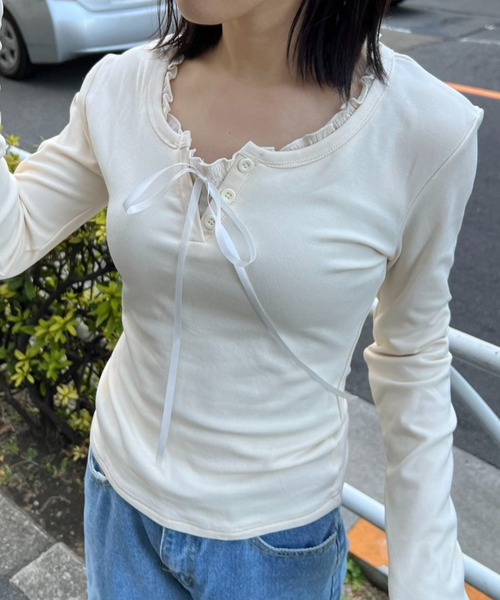 mebole(メボレ)の「フェイクレイヤードカットソー(Tシャツ/カットソー・レディース・アイボリー/ネイビー・FREE)」の16枚目の写真