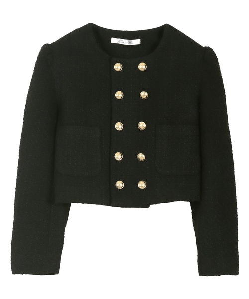 ダブルボタンツイードジャケット（ノーカラージャケット）｜KOBE