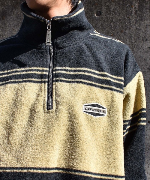 O'NEILL（オニール）の「【ヴィンテージ古着】90's O'NEILL/オニール マルチボーダー ハーフジップ フリースプルオーバー（その他トップス・メンズ・ベージュ・MEDIUM）」の6枚目の写真