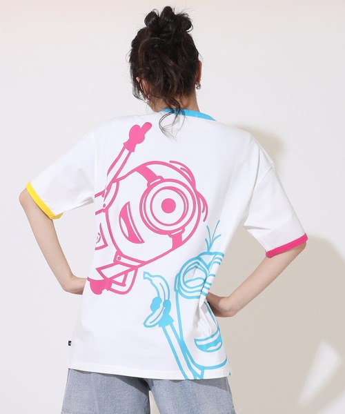 MINIONS（ミニオンズ）の「親子お揃い ミニオン カラフル配色 Tシャツ 9288A（Tシャツ/カットソー・レディース・ホワイト・S/M/L）」の4枚目の写真