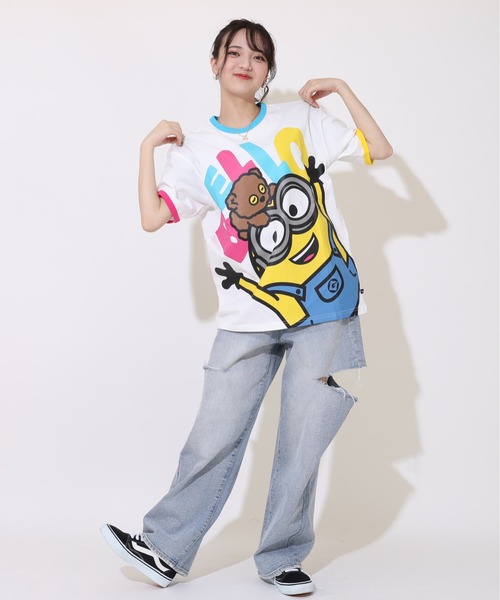 MINIONS（ミニオンズ）の「親子お揃い ミニオン カラフル配色 Tシャツ 9288A（Tシャツ/カットソー・レディース・ホワイト・S/M/L）」の5枚目の写真