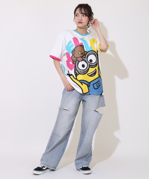 MINIONS（ミニオンズ）の「親子お揃い ミニオン カラフル配色 Tシャツ 9288A（Tシャツ/カットソー・レディース・ホワイト・S/M/L）」の6枚目の写真
