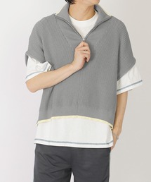 DOUBLE NAME | ワッフルハーフＺＩＰニット/ユニセックス(ニット/セーター)