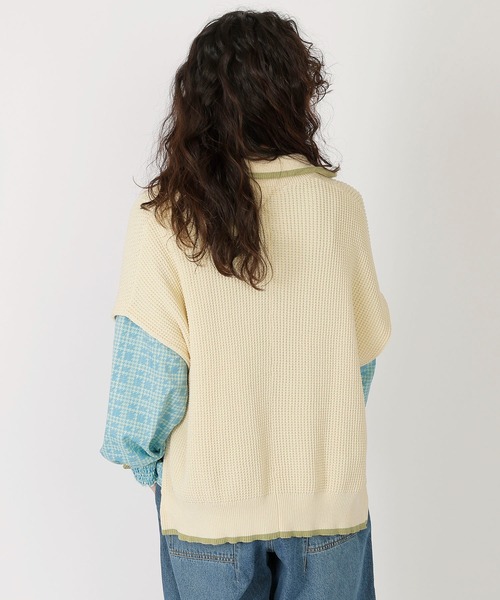 DOUBLE NAME（ダブルネーム）の「ワッフルハーフＺＩＰニット/ユニセックス（ニット/セーター・レディース・オフホワイト/ブルー/グレー・FREE）」の8枚目の写真