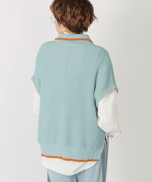 DOUBLE NAME（ダブルネーム）の「ワッフルハーフＺＩＰニット/ユニセックス（ニット/セーター・レディース・オフホワイト/ブルー/グレー・FREE）」の11枚目の写真