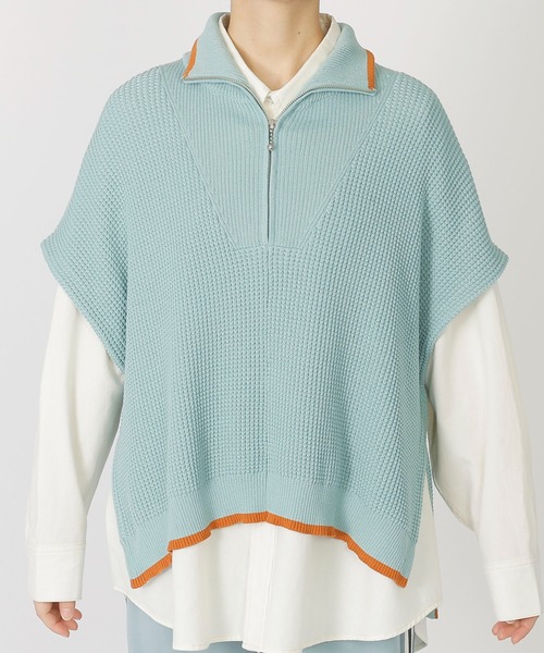 DOUBLE NAME（ダブルネーム）の「ワッフルハーフＺＩＰニット/ユニセックス（ニット/セーター・レディース・オフホワイト/ブルー/グレー・FREE）」の16枚目の写真