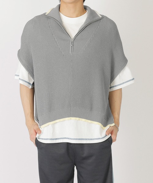 DOUBLE NAME（ダブルネーム）の「ワッフルハーフＺＩＰニット/ユニセックス（ニット/セーター・レディース・オフホワイト/ブルー/グレー・FREE）」の20枚目の写真