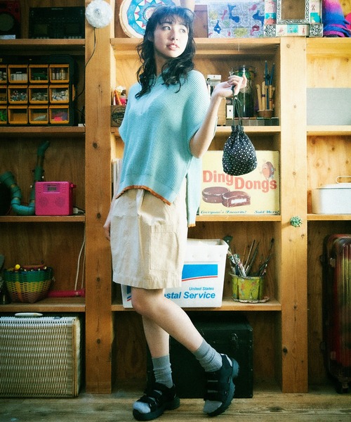 DOUBLE NAME（ダブルネーム）の「ワッフルハーフＺＩＰニット/ユニセックス（ニット/セーター・レディース・オフホワイト/ブルー/グレー・FREE）」の22枚目の写真