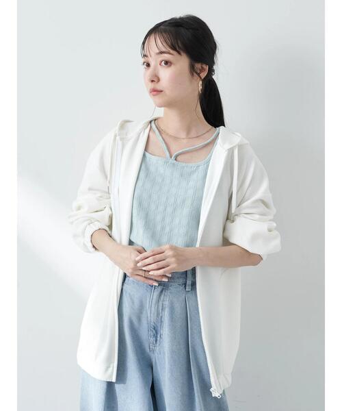 earth music&ecology（アースミュージックアンドエコロジー）の「UVカット加工パーカー（スウェット・レディース・アイボリー/ライトグレー・FREE）」の4枚目の写真