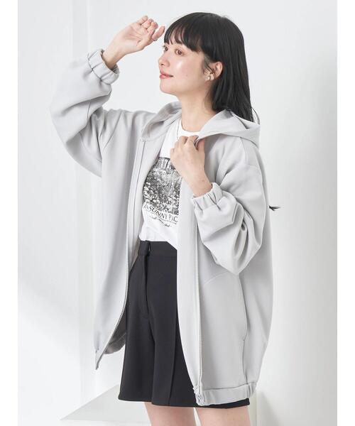 earth music&ecology（アースミュージックアンドエコロジー）の「UVカット加工パーカー（スウェット・レディース・アイボリー/ライトグレー・FREE）」の6枚目の写真