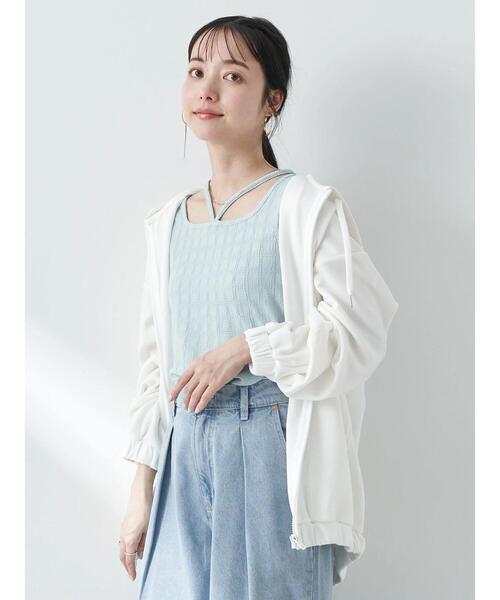 earth music&ecology（アースミュージックアンドエコロジー）の「UVカット加工パーカー（スウェット・レディース・アイボリー/ライトグレー・FREE）」の15枚目の写真