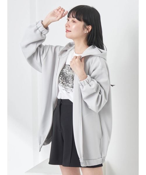earth music&ecology（アースミュージックアンドエコロジー）の「UVカット加工パーカー（スウェット・レディース・アイボリー/ライトグレー・FREE）」の3枚目の写真