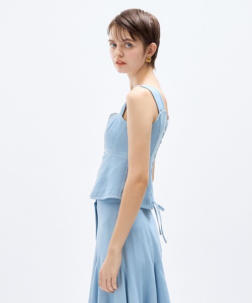 DEICY(デイシー)の「レースアップビスチェ(シャツ/ブラウス・レディース・アイボリー/ライトブルー/インディゴブルー・0/1)」の15枚目の写真