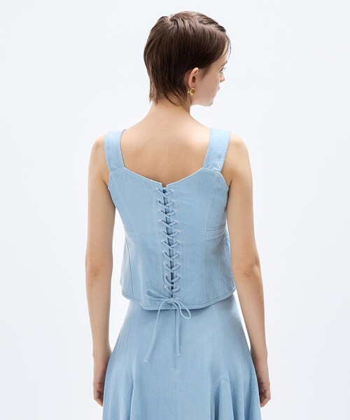 DEICY(デイシー)の「レースアップビスチェ(シャツ/ブラウス・レディース・アイボリー/ライトブルー/インディゴブルー・0/1)」の16枚目の写真