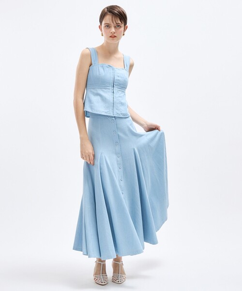 DEICY(デイシー)の「レースアップビスチェ(シャツ/ブラウス・レディース・アイボリー/ライトブルー/インディゴブルー・0/1)」の6枚目の写真