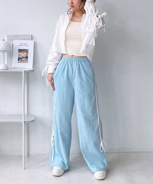 AS KNOW AS plus（アズノゥアズプラス）の「◎サイドライン リボンパンツ（その他パンツ・レディース・チャコールグレー/サックスブルー/ブラック・FREE）」の8枚目の写真