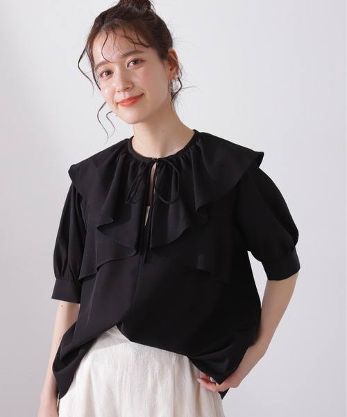 N.(N. Natural Beauty Basic)(エヌエヌナチュラルビューティーベーシック)の「◆ケープリボンブラウス(シャツ/ブラウス・レディース・オフホワイト/ブラック/イエロー/ブルー・MEDIUM)」の17枚目の写真