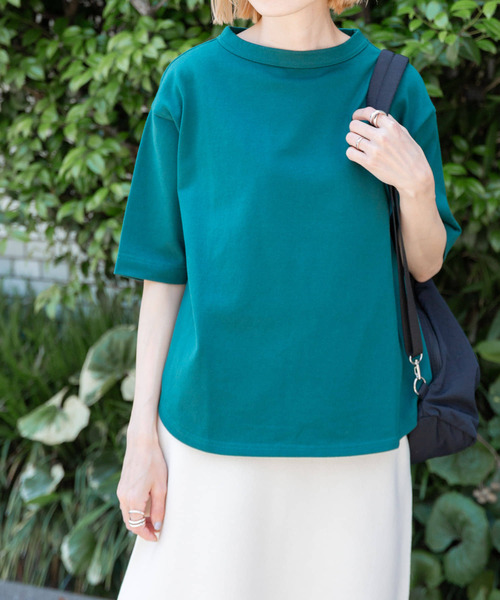 FORK&SPOON（フォークアンドスプーン）の「FORK&SPOON　ボトルネック5分袖Tシャツ（Tシャツ/カットソー・レディース・ベージュ系その他/ブラック/オフホワイト/ブルー/ブラック系その他/グリーン・1）」の5枚目の写真