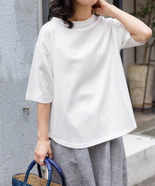 FORK&SPOON（フォークアンドスプーン）の「FORK&SPOON　ボトルネック5分袖Tシャツ（Tシャツ/カットソー・レディース・ベージュ系その他/ブラック/オフホワイト/ブルー/ブラック系その他/グリーン・1）」の7枚目の写真