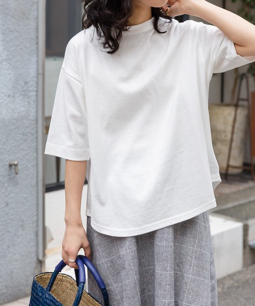 FORK&SPOON（フォークアンドスプーン）の「FORK&SPOON　ボトルネック5分袖Tシャツ（Tシャツ/カットソー・レディース・ベージュ系その他/ブラック/オフホワイト/ブルー/ブラック系その他/グリーン・1）」の8枚目の写真