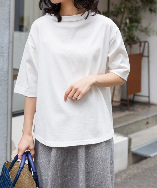 FORK&SPOON（フォークアンドスプーン）の「FORK&SPOON　ボトルネック5分袖Tシャツ（Tシャツ/カットソー・レディース・ベージュ系その他/ブラック/オフホワイト/ブルー/ブラック系その他/グリーン・1）」の12枚目の写真