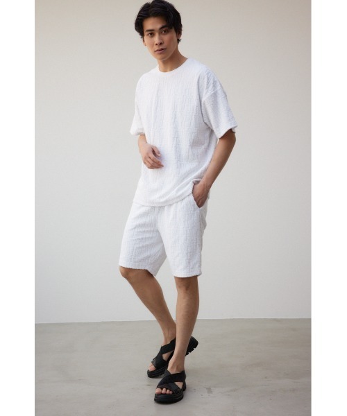 AZUL by moussy（アズールバイマウジー）の「ロゴ総柄パイルショーツ（スウェットパンツ・メンズ・ホワイト/ブラック/グレー・FREE）」の6枚目の写真