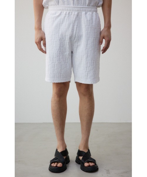 AZUL by moussy（アズールバイマウジー）の「ロゴ総柄パイルショーツ（スウェットパンツ・メンズ・ホワイト/ブラック/グレー・FREE）」の7枚目の写真