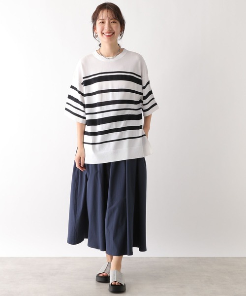 LEPSIM(レプシィム)の「14ゲージ5分袖クルーネック 987572(ニット/セーター・レディース・ブラック/ホワイト×ブラック/ライトグリーン/オレンジ/ブルー/オフホワイト・FREE)」の14枚目の写真