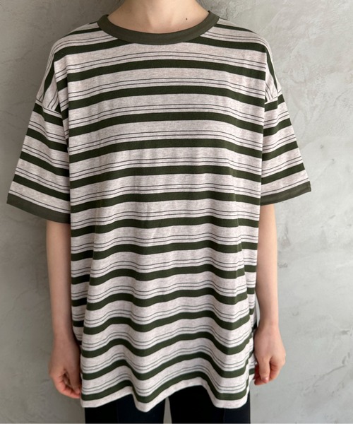 feepur（フェピュール）の「ランダムボーダールーズリンガーTee（Tシャツ/カットソー・レディース・カーキ/ブラック/エンジ・MEDIUM）」の10枚目の写真