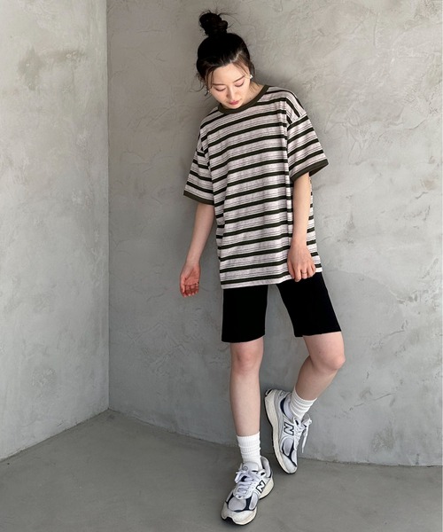 feepur（フェピュール）の「ランダムボーダールーズリンガーTee（Tシャツ/カットソー・レディース・カーキ/ブラック/エンジ・MEDIUM）」の20枚目の写真