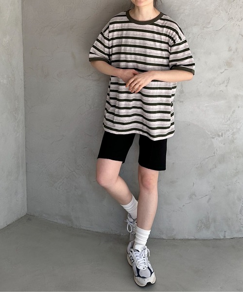 feepur（フェピュール）の「ランダムボーダールーズリンガーTee（Tシャツ/カットソー・レディース・カーキ/ブラック/エンジ・MEDIUM）」の21枚目の写真