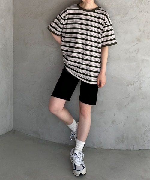 feepur（フェピュール）の「ランダムボーダールーズリンガーTee（Tシャツ/カットソー・レディース・カーキ/ブラック/エンジ・MEDIUM）」の12枚目の写真