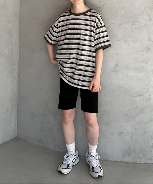 feepur（フェピュール）の「ランダムボーダールーズリンガーTee（Tシャツ/カットソー・レディース・カーキ/ブラック/エンジ・MEDIUM）」の22枚目の写真