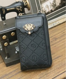 axes femme | ローズ型押しスマホポシェット(ショルダーバッグ)