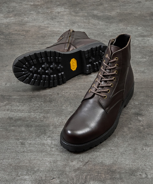 PADRONE(パドローネ)の「PADRONE パドローネ / SIDE ZIP LACE UP BOOTS (WATER PROOF LEATHER) ウォータープルーフサイドジップミリタリーブーツ レインブーツ 撥水 防水 ビブラムソール 日本製 / PU8759-1103(ブーツ・メンズ・ダークブラウン/ブラック・40/41/42)」の14枚目の写真