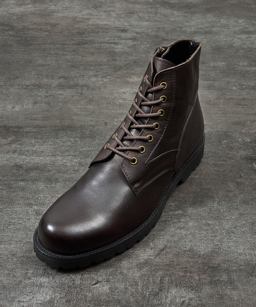 PADRONE(パドローネ)の「PADRONE パドローネ / SIDE ZIP LACE UP BOOTS (WATER PROOF LEATHER) ウォータープルーフサイドジップミリタリーブーツ レインブーツ 撥水 防水 ビブラムソール 日本製 / PU8759-1103(ブーツ・メンズ・ダークブラウン/ブラック・40/41/42)」の13枚目の写真