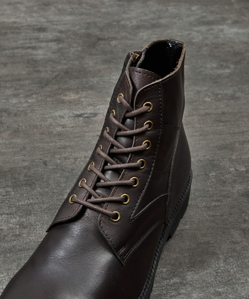 PADRONE(パドローネ)の「PADRONE パドローネ / SIDE ZIP LACE UP BOOTS (WATER PROOF LEATHER) ウォータープルーフサイドジップミリタリーブーツ レインブーツ 撥水 防水 ビブラムソール 日本製 / PU8759-1103(ブーツ・メンズ・ダークブラウン/ブラック・40/41/42)」の11枚目の写真
