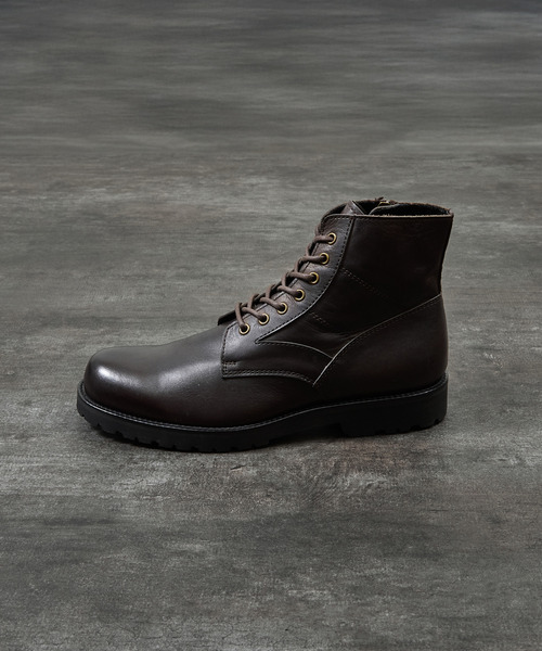 PADRONE(パドローネ)の「PADRONE パドローネ / SIDE ZIP LACE UP BOOTS (WATER PROOF LEATHER) ウォータープルーフサイドジップミリタリーブーツ レインブーツ 撥水 防水 ビブラムソール 日本製 / PU8759-1103(ブーツ・メンズ・ダークブラウン/ブラック・40/41/42)」の10枚目の写真