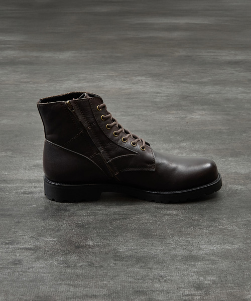 PADRONE(パドローネ)の「PADRONE パドローネ / SIDE ZIP LACE UP BOOTS (WATER PROOF LEATHER) ウォータープルーフサイドジップミリタリーブーツ レインブーツ 撥水 防水 ビブラムソール 日本製 / PU8759-1103(ブーツ・メンズ・ダークブラウン/ブラック・40/41/42)」の6枚目の写真