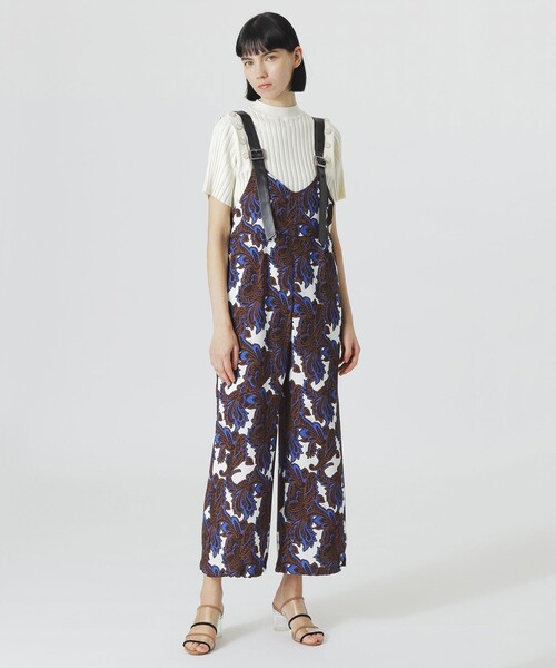 LOVELESS（ラブレス）の「【UVカット/すぐ乾く】リゾートプリントサロペット（サロペット/オーバーオール・レディース・オフホワイト・36）」の2枚目の写真