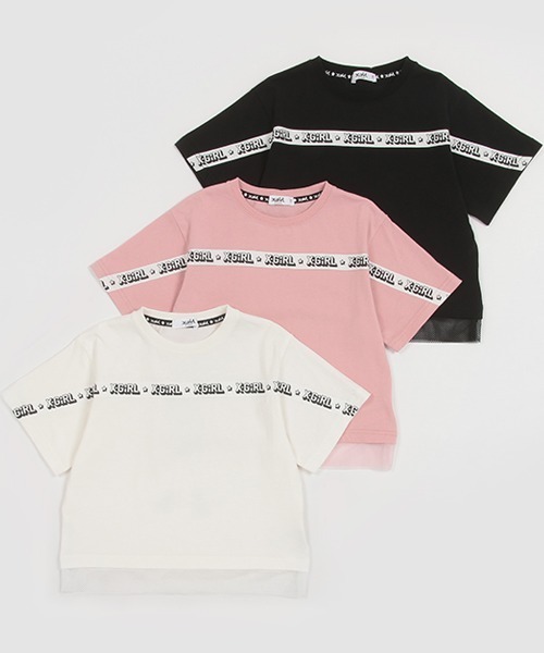 セール】女の子バックプリントロゴテープ半袖Tシャツ（Tシャツ 