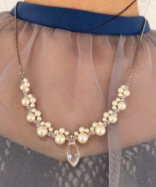Cupid Heart（キューピッドハート）の「【Cupid Heart】結婚式用！クリアドロップパールネックレス（ネックレス・レディース・シルバー/ゴールド・MEDIUM）」の3枚目の写真