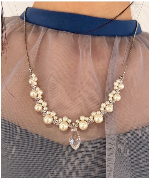 Cupid Heart（キューピッドハート）の「【Cupid Heart】結婚式用！クリアドロップパールネックレス（ネックレス・レディース・シルバー/ゴールド・MEDIUM）」の7枚目の写真