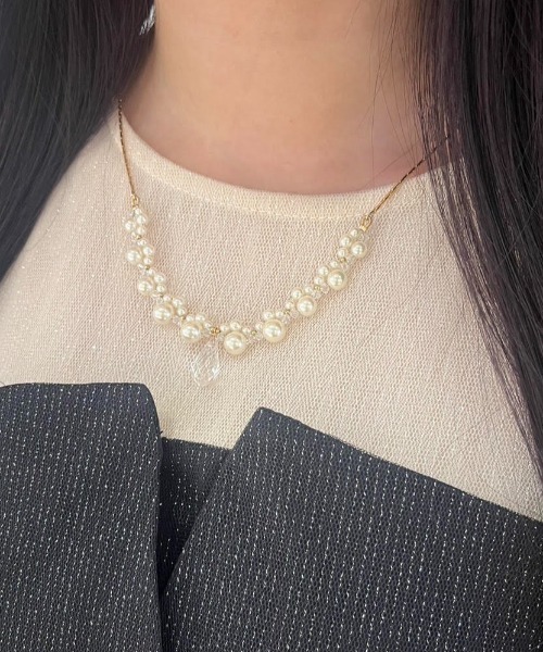 Cupid Heart（キューピッドハート）の「【Cupid Heart】結婚式用！クリアドロップパールネックレス（ネックレス・レディース・シルバー/ゴールド・MEDIUM）」の8枚目の写真