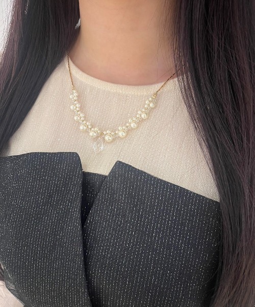 Cupid Heart（キューピッドハート）の「【Cupid Heart】結婚式用！クリアドロップパールネックレス（ネックレス・レディース・シルバー/ゴールド・MEDIUM）」の5枚目の写真