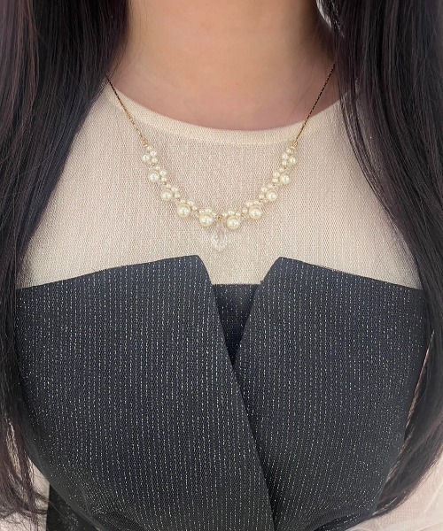 Cupid Heart（キューピッドハート）の「【Cupid Heart】結婚式用！クリアドロップパールネックレス（ネックレス・レディース・シルバー/ゴールド・MEDIUM）」の6枚目の写真