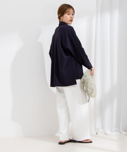 NOLLEY’S（ノーリーズ）の「アクティブ スキッパーシャツ（シャツ/ブラウス・レディース・ネイビー/ホワイト・FREE）」の4枚目の写真