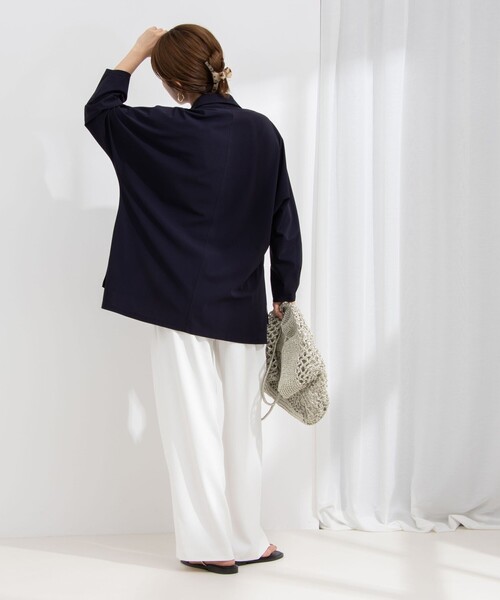 NOLLEY’S（ノーリーズ）の「アクティブ スキッパーシャツ（シャツ/ブラウス・レディース・ネイビー/ホワイト・FREE）」の5枚目の写真